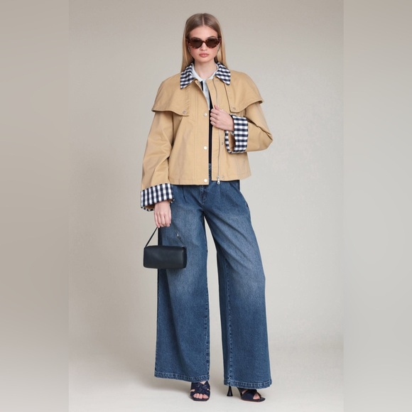 Avec Les Filles
GINGHAM TRIM COTTON CAPE JACKET - Picture 2 of 11